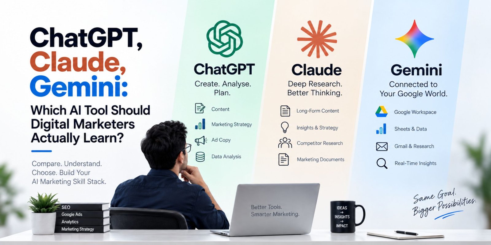 Read more about the article ChatGPT, Claude, Gemini: Which AI Tool Should Digital Marketers Actually Learn?